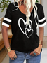 Cotton Loose V Neck Simple T-Shirt