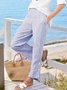 Women's  Elastic Waist H-Line Wide Leg Pants Daily Going Out Pants Blue Casual Split Joint Striped Spring/Fall Pants