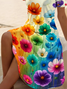 Women's Short Sleeve Summer As Picture Floral Printing V Neck Daily Going Out Casual Midi A-Line Fit & Flare Dress Dress