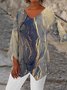 Women's Three Quarter Sleeve T-shirt Spring/Fall Color1 Floral Printing V Neck Daily Going Out Casual Top