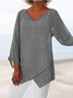 Women's Three Quarter Sleeve T-shirt Spring/Fall Color1 Floral Printing V Neck Daily Going Out Casual Top