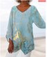 Women's Three Quarter Sleeve T-shirt Spring/Fall Color1 Floral Printing V Neck Daily Going Out Casual Top
