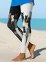 Women's Elegant Vacation Vintage Full Length Stitching Cat Leggings