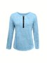 V Neck Cotton-Blend Loose Vintage T-Shirt