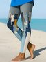 Women's Elegant Vacation Vintage Full Length Stitching Cat Leggings