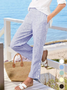 Women's  Elastic Waist H-Line Wide Leg Pants Daily Going Out Pants Blue Casual Split Joint Striped Spring/Fall Pants