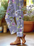 Women's  H-Line Baggy Pants Daily Going Out Pants Purple Casual Printing Floral Spring/Fall Pants