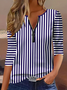 Casual Loose Cotton-Blend V Neck T-Shirt