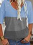 Striped Cotton V Neck Simple T-Shirt