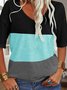 Striped Cotton V Neck Simple T-Shirt