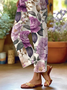Women's  H-Line Baggy Pants Daily Going Out Pants Purple Casual Printing Floral Spring/Fall Pants