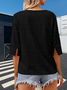 Women's Elegant Vacation Hemmed V-Neck Three-quarter Sleeve T-Shirt