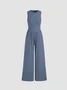Women's H-Line Overall Crew Neck Daily Going Out Casual Split Joint Plain Summer Long Jumpsuit Romper
