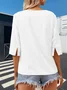 Women's Elegant Vacation Hemmed V-Neck Three-quarter Sleeve T-Shirt