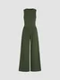 Women's H-Line Overall Crew Neck Daily Going Out Casual Split Joint Plain Summer Long Jumpsuit Romper