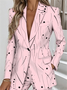 Lapel Collar Lady Romance Abstract Polka Dots Blazer