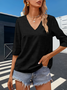 Women's Elegant Vacation Hemmed V-Neck Three-quarter Sleeve T-Shirt