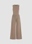 Women's H-Line Overall Crew Neck Daily Going Out Casual Split Joint Plain Summer Long Jumpsuit Romper
