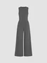 Women's H-Line Overall Crew Neck Daily Going Out Casual Split Joint Plain Summer Long Jumpsuit Romper