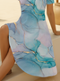 Women's Short Sleeve Summer Green Abstract Printing V Neck Daily Going Out Casual Midi A-Line Fit & Flare Dress Dress