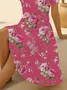 Women's Short Sleeve Summer Pink Floral Printing V Neck Daily Going Out Casual Midi A-Line Fit & Flare Dress Dress