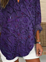 Women's Long Sleeve Blouse Spring/Fall Purple Floral Printing Cotton-Blend V Neck Daily Going Out Casual Top