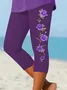 Women's  Elastic Waist H-Line Legging Daily Going Out Pants Purple Casual Printing Floral Summer Pants