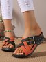 Contrast Stitching Summer Simple Pu Slide Sandals