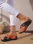 Contrast Stitching Summer Simple Pu Slide Sandals