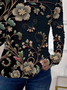 Women's Floral Print Casual Crew Neck Long Sleeve T-Shirt