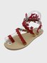 Weaving Material Simple Floral Summer Strappy Sandals
