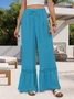 Women's  Elastic Waist H-Line Wide Leg Pants Daily Going Out Pants Blue Casual Split Joint Plain Spring/Fall Pants