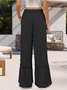 Women's  Elastic Waist H-Line Wide Leg Pants Daily Going Out Pants Blue Casual Split Joint Plain Spring/Fall Pants