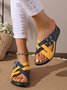 Contrast Stitching Summer Simple Pu Slide Sandals