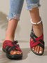 Contrast Stitching Summer Simple Pu Slide Sandals