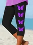 Women's  Elastic Waist H-Line Legging Daily Going Out Pants Black Casual Printing Butterfly Summer Pants