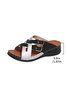 Contrast Stitching Summer Simple Pu Slide Sandals
