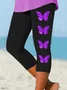 Women's  Elastic Waist H-Line Legging Daily Going Out Pants Black Casual Printing Butterfly Summer Pants