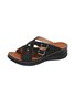 Contrast Stitching Summer Simple Pu Slide Sandals