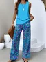 Casual Psychedelic Art Two-Piece Set With No