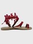 Weaving Material Simple Floral Summer Strappy Sandals