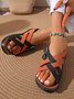 Contrast Stitching Summer Simple Pu Slide Sandals