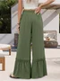 Women's  Elastic Waist H-Line Wide Leg Pants Daily Going Out Pants Blue Casual Split Joint Plain Spring/Fall Pants