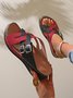 Contrast Stitching Summer Simple Pu Slide Sandals