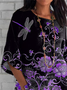 Women's Half Sleeve T-shirt Summer Black Floral Crew Neck Daily Going Out Casual Top