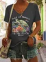 Women's Gulf Of Mexico Print Casual V Neck T-Shirt