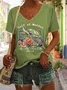 Women's Gulf Of Mexico Print Casual V Neck T-Shirt