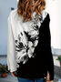 Women's Long Sleeve Shirt Spring/Fall Black-white Floral Buckle Shirt Collar Daily Going Out Casual Top