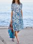 Floral Crew Neck Casual Dress With No