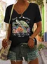 Women's Gulf Of Mexico Print Casual V Neck T-Shirt